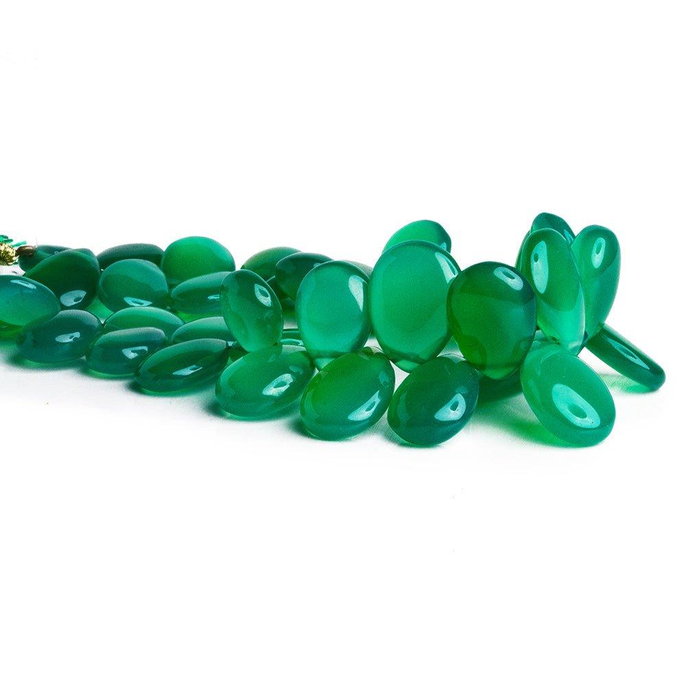 Green Onyx Plain Pear Beads 8 inch 35 pieces - The Bead Traders