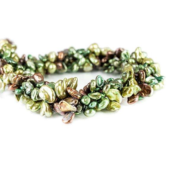 Green & Purple Top Drilled Keshi Freshwater Pearl Lot of 4 strands - The Bead Traders