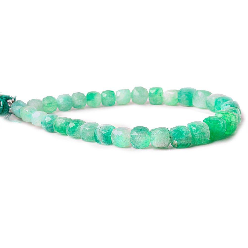 Green Quartz Faceted Cube Beads, 8 inch, 7x7-10x10mm, 31 pieces - The Bead Traders