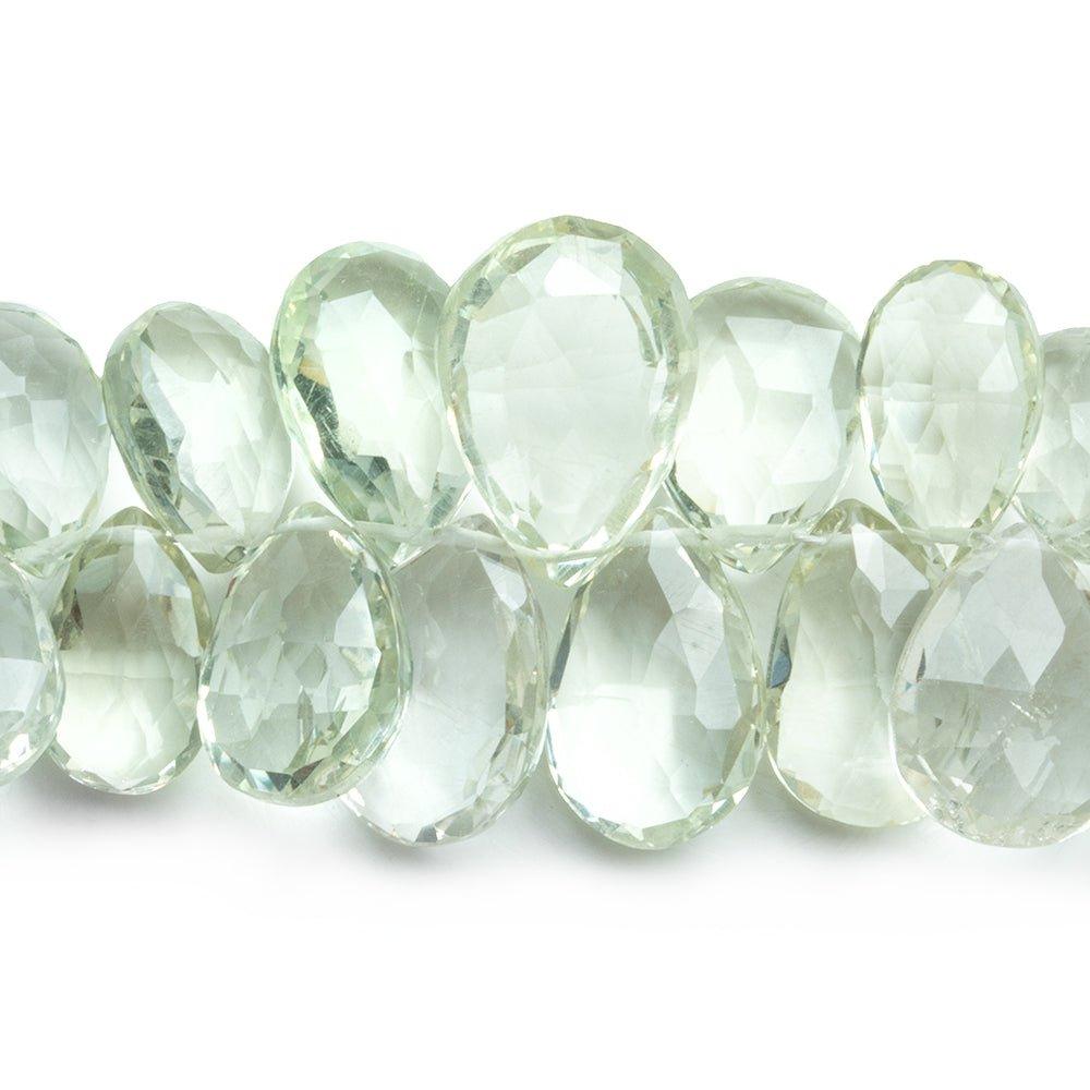 Green Quartz Faceted Pear Beads 6 inch 40 pieces - The Bead Traders