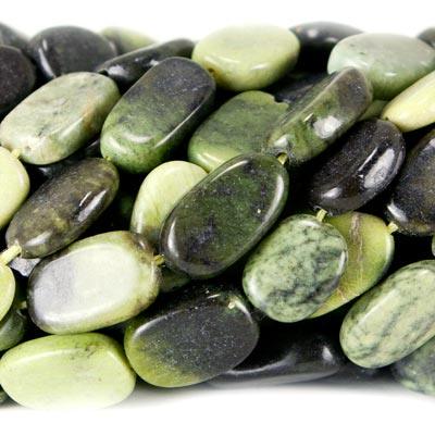 Green Serpentine Bead Oval - The Bead Traders