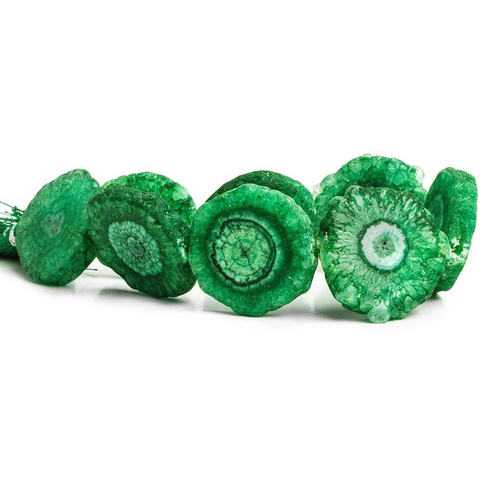 Green Solar Quartz Slice Beads 8 inch 7 pieces - The Bead Traders