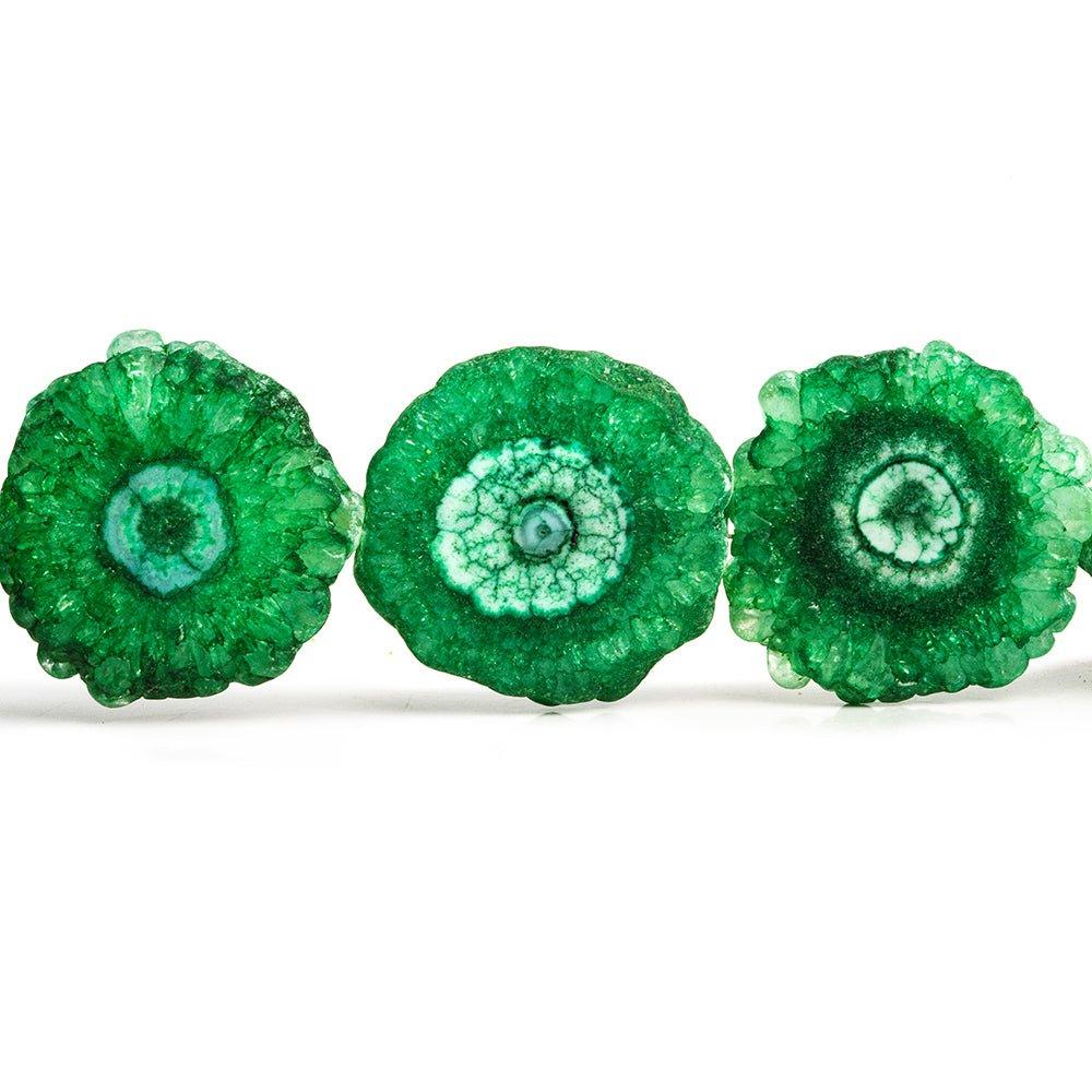 Green Solar Quartz Slice Beads 8 inch 7 pieces - The Bead Traders