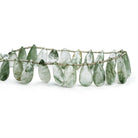 Green Tourmalinated Quartz Pears 8 inch 24 beads - The Bead Traders