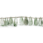 Green Tourmalinated Quartz Pears 8 inch 24 beads - The Bead Traders