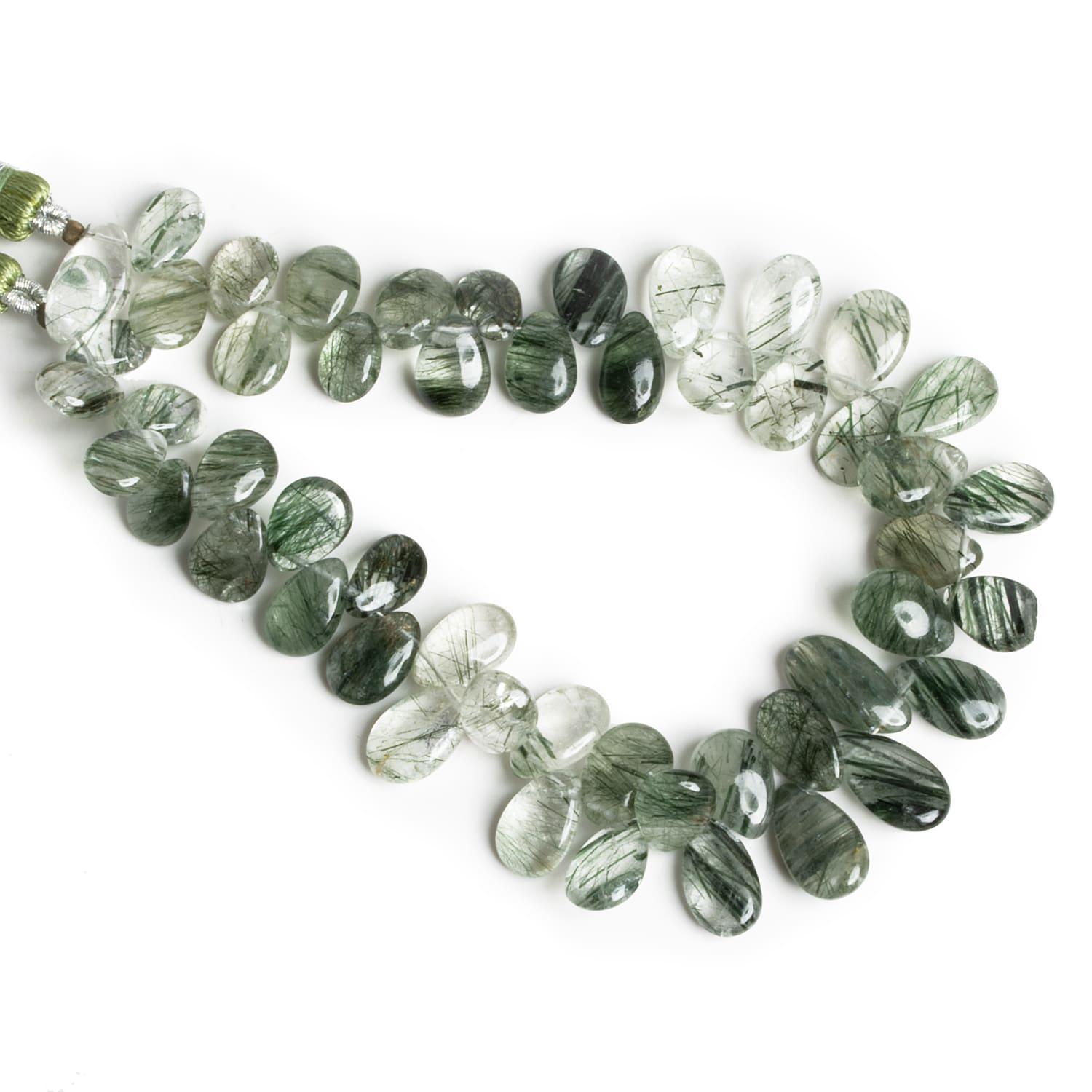 Green Tourmalinated Quartz Pears 8 inch 52 beads - The Bead Traders