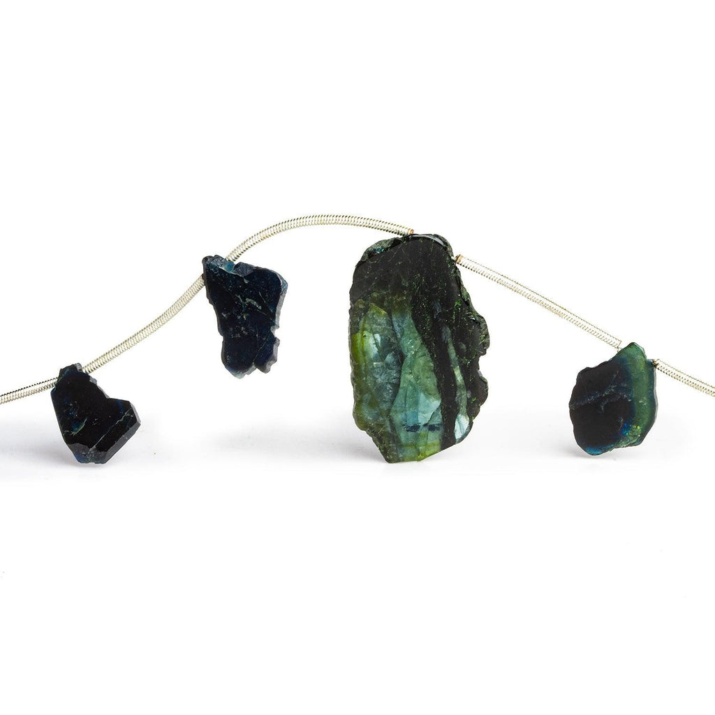 Green Tourmaline Natural Slices 15 inch 13 beads - The Bead Traders