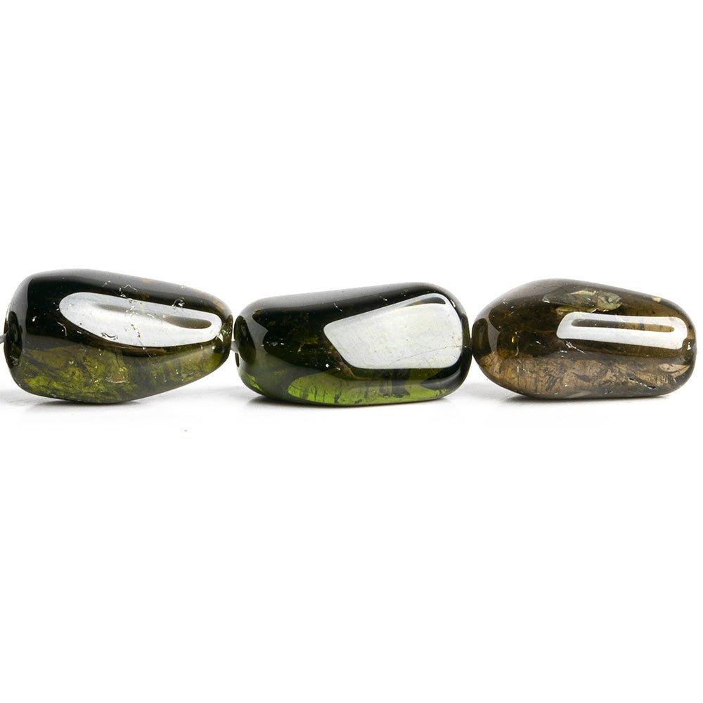 Green Tourmaline Plain Nugget Beads 16 inch 27 pieces - The Bead Traders
