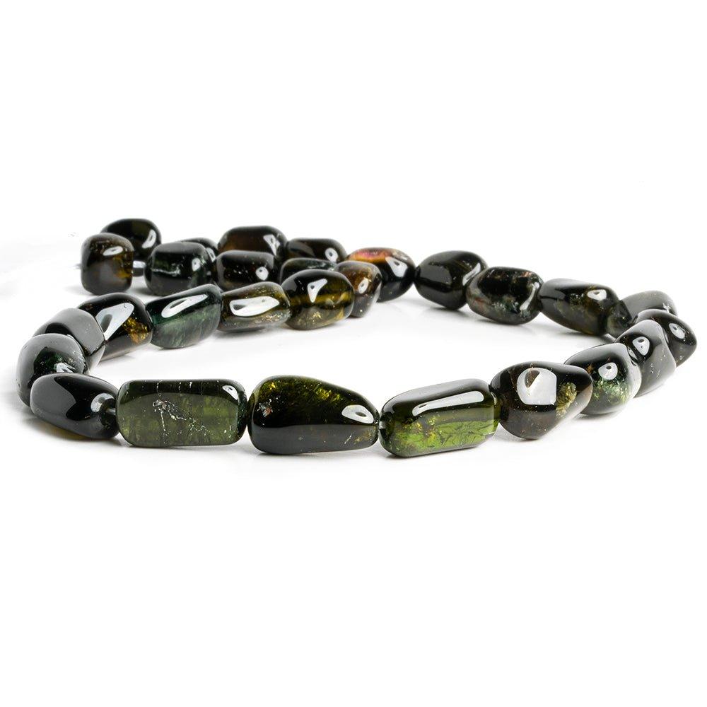 Green Tourmaline Plain Nugget Beads 16 inch 27 pieces - The Bead Traders