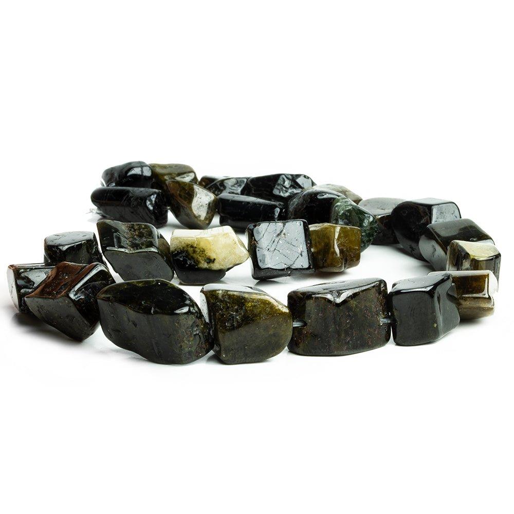 Green Tourmaline tumbled natural Crystals 16 inch 34 beads - The Bead Traders