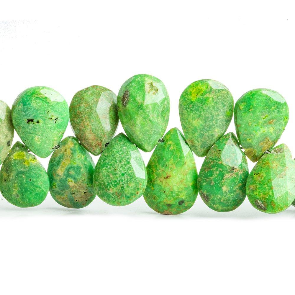 Green Turquoise Faceted Pear Beads 8 inch 45 pieces - The Bead Traders