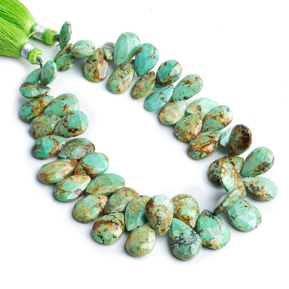 Green Turquoise Faceted Pear Beads 8 inch 48 pieces - The Bead Traders