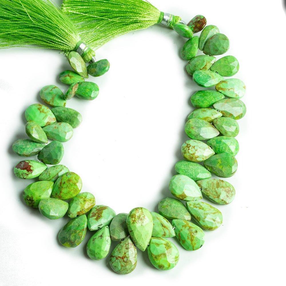 Green Turquoise Faceted Pear Beads 8 inch 50 pieces - The Bead Traders