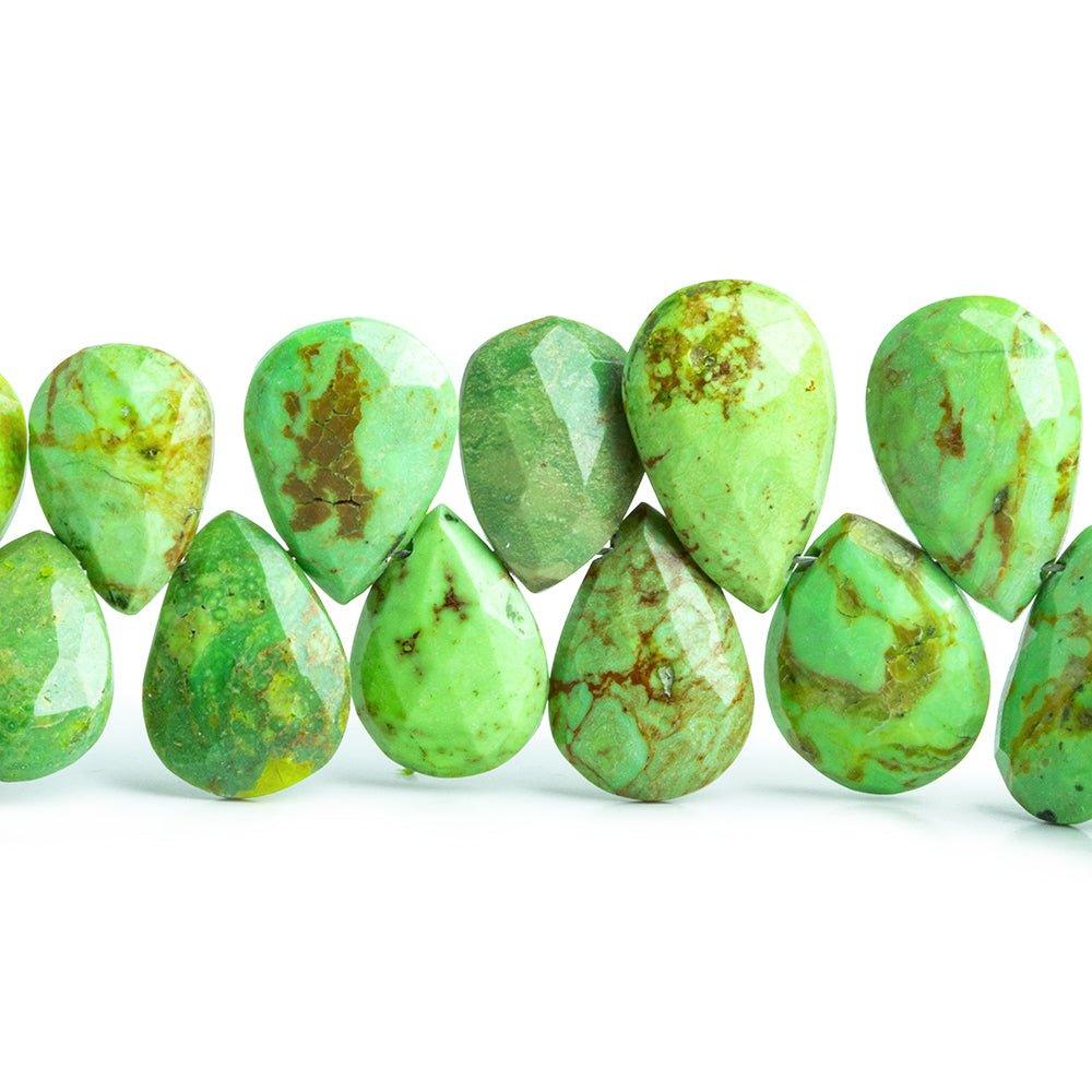 Green Turquoise Faceted Pear Beads 8 inch 50 pieces - The Bead Traders