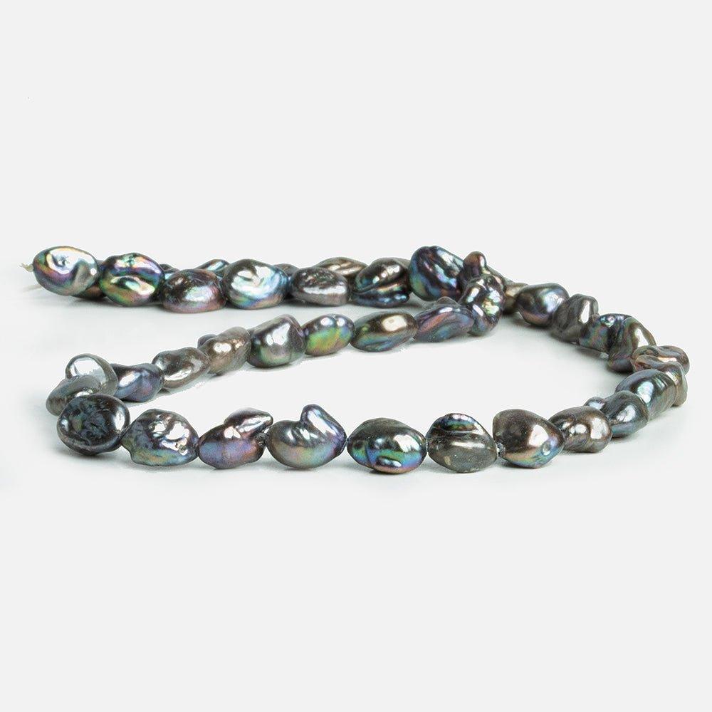 Grey Peacock Keshi Freshwater Pearls 15 inch 43 pieces - The Bead Traders