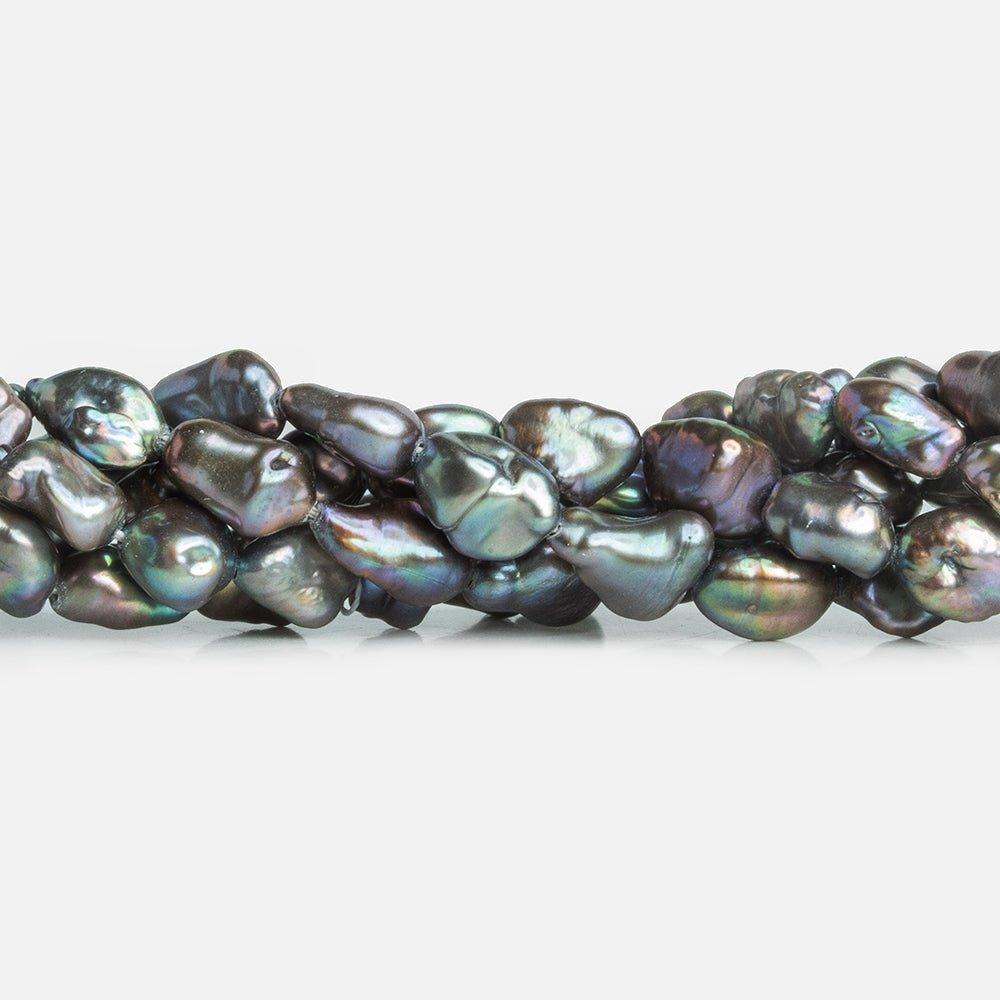 Grey Peacock Keshi Freshwater Pearls 15 inch 43 pieces - The Bead Traders