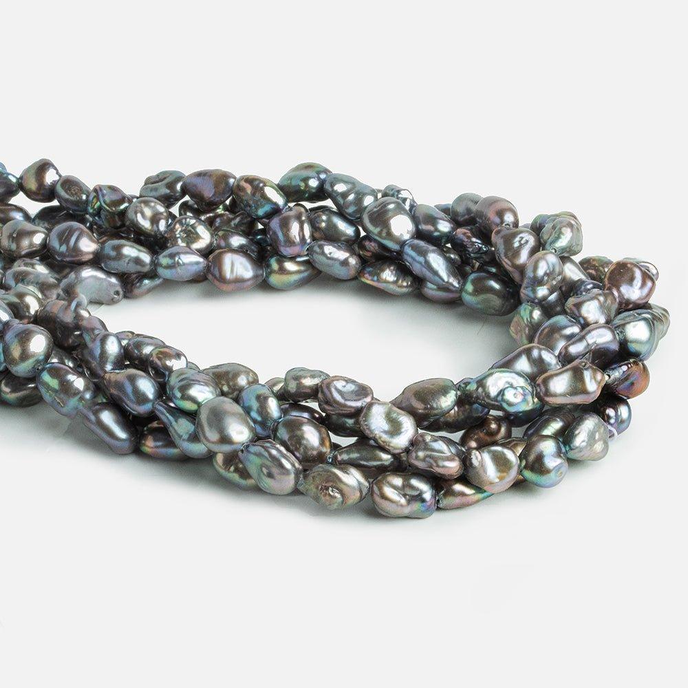 Grey Peacock Keshi Freshwater Pearls 15 inch 43 pieces - The Bead Traders