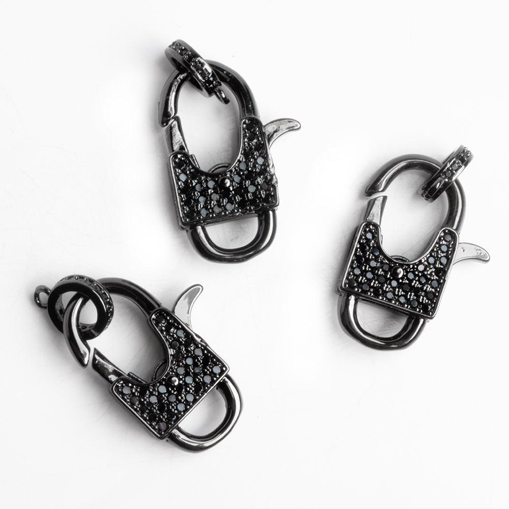 Gunmetal Tone Brass CZ Pave Lobster Clasp 1 Piece - The Bead Traders
