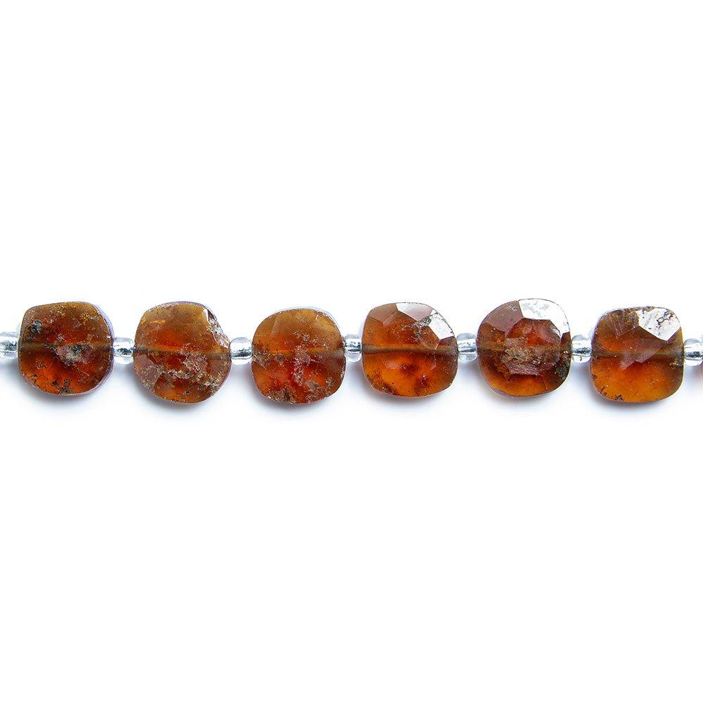 Hessonite Garnet faceted pillow beads 14 inch 37 pieces 7.5x7.5mm average - The Bead Traders