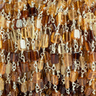 Hessonite Garnet Rectangles Silver Chain by the Foot 25 pieces - The Bead Traders