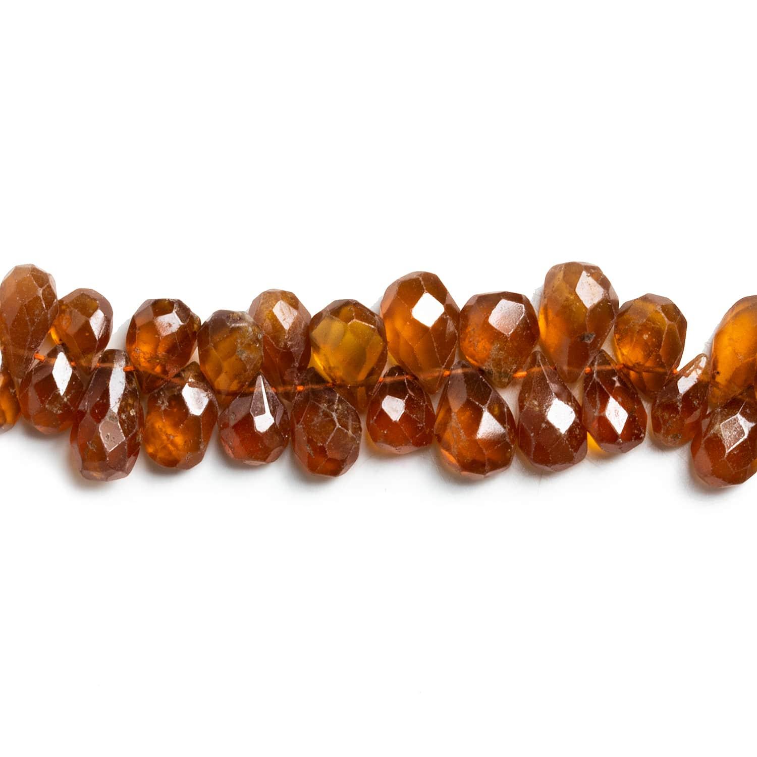 Hessonite Handcut Faceted Pears 7 inch 50 pieces - The Bead Traders
