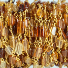 Hessonite Rectangle Gold Chain 30 pieces - The Bead Traders