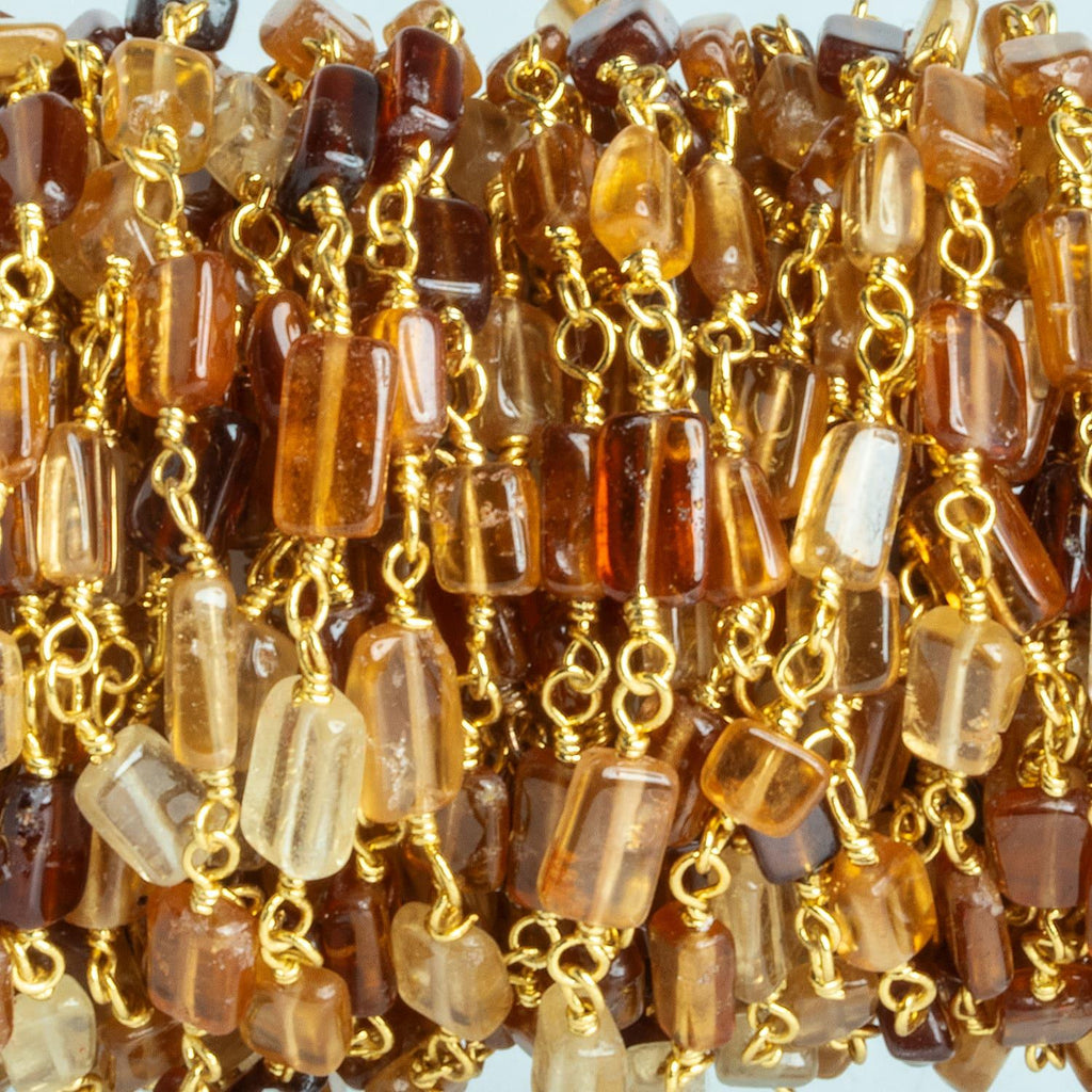 Hessonite Rectangle Gold Chain 30 pieces - The Bead Traders