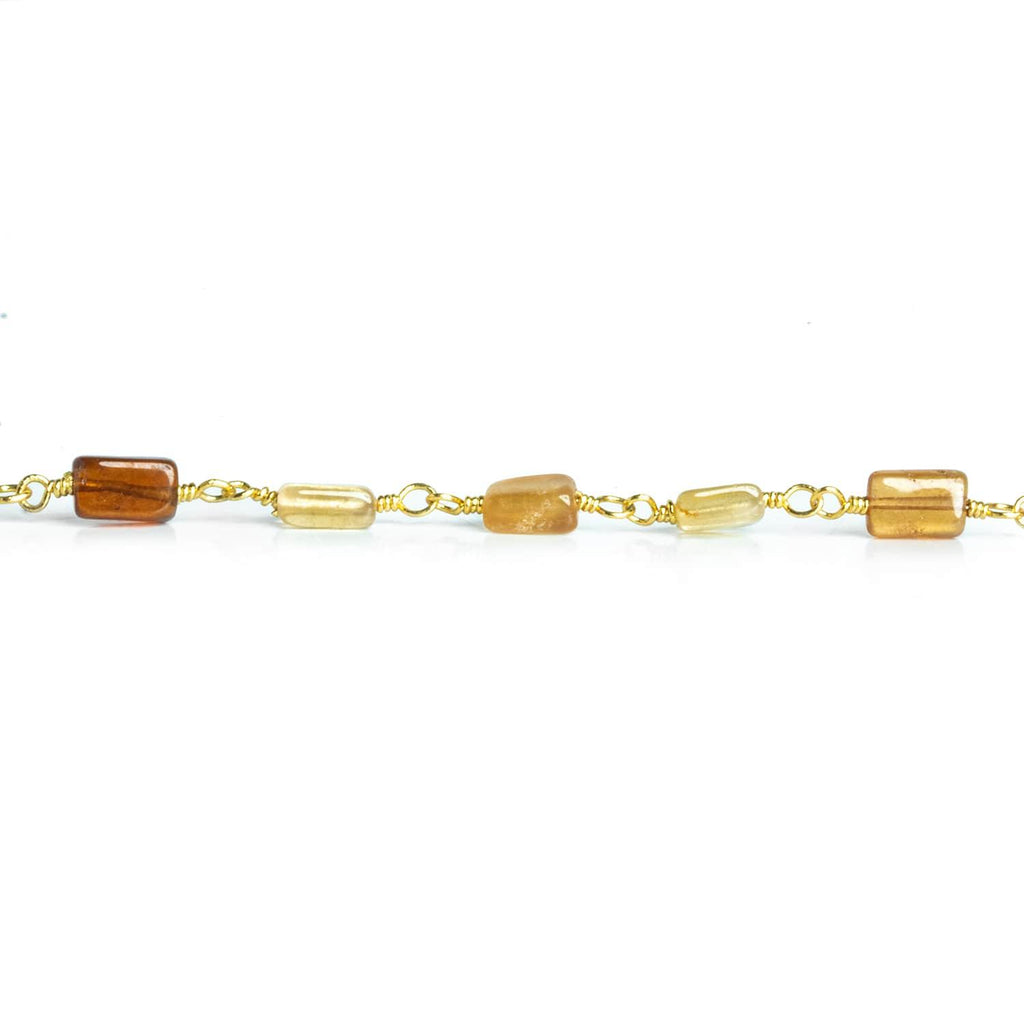 Hessonite Rectangle Gold Chain 30 pieces - The Bead Traders
