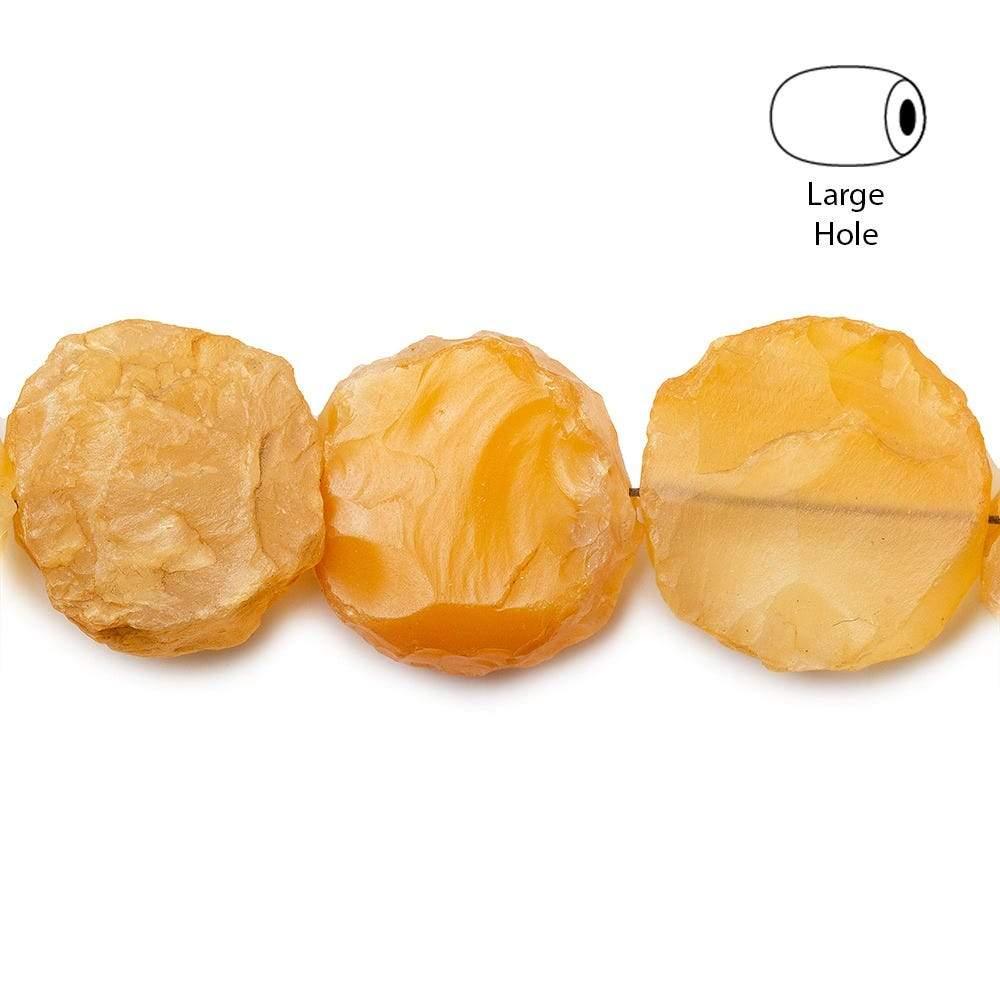 Honey Agate Hammer Faceted Coin Beads 18 inch 13 pieces - The Bead Traders