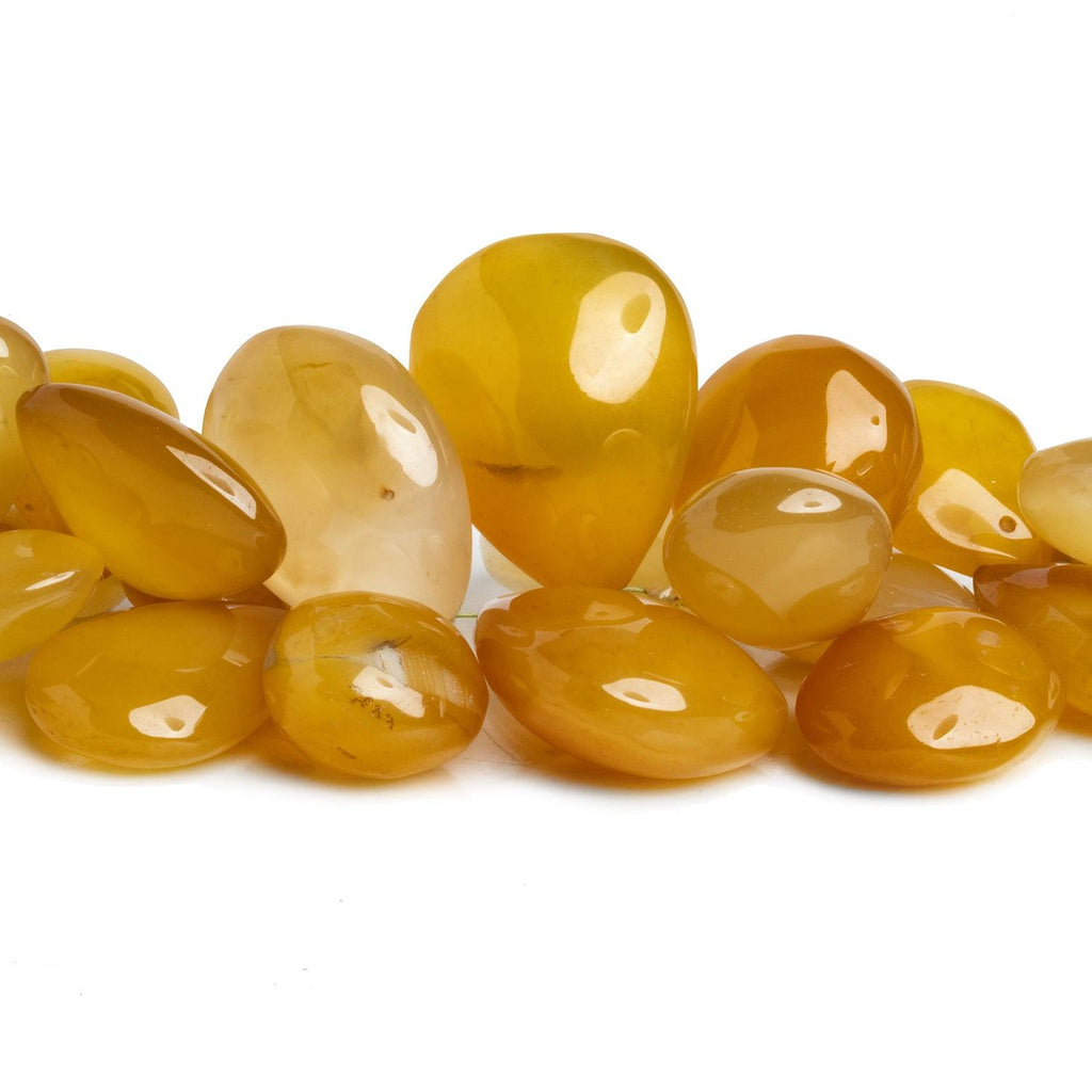 Honey Yellow Chalcedony Plain Pears & Hearts 7 inch 32 beads - The Bead Traders