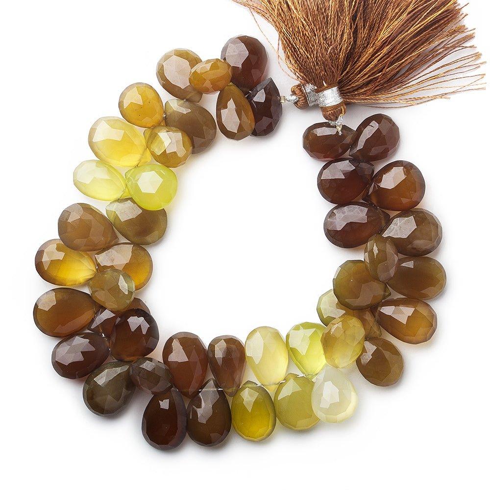 Honey Yellow & Chocolate Brown Chalcedony Pears 8 inch 44 beads - The Bead Traders