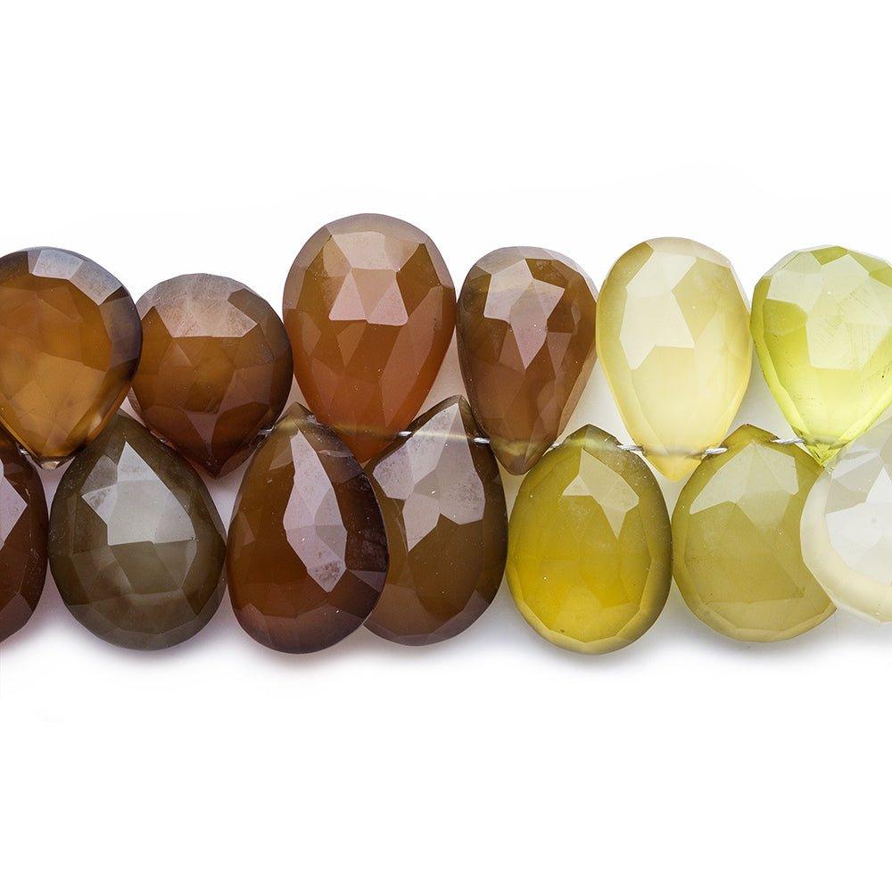 Honey Yellow & Chocolate Brown Chalcedony Pears 8 inch 44 beads - The Bead Traders