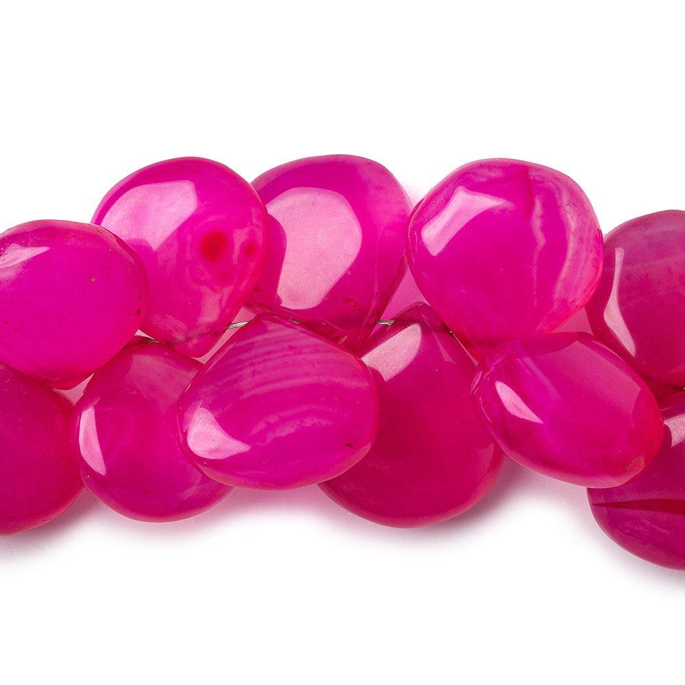 Hot Pink Chalcedony plain hearts 7.5 inch 35 beads 9-13mm - The Bead Traders