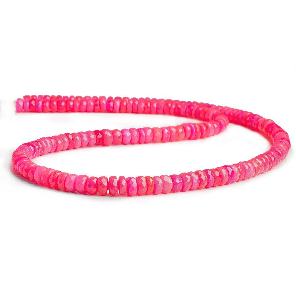 Hot Pink Ethiopian Opal Faceted Rondelle Beads 18 inch 165 pieces - The Bead Traders