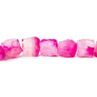 Hot Pink Shaded Agate Hammer Faceted Square beads 8 inch 16 pieces - The Bead Traders