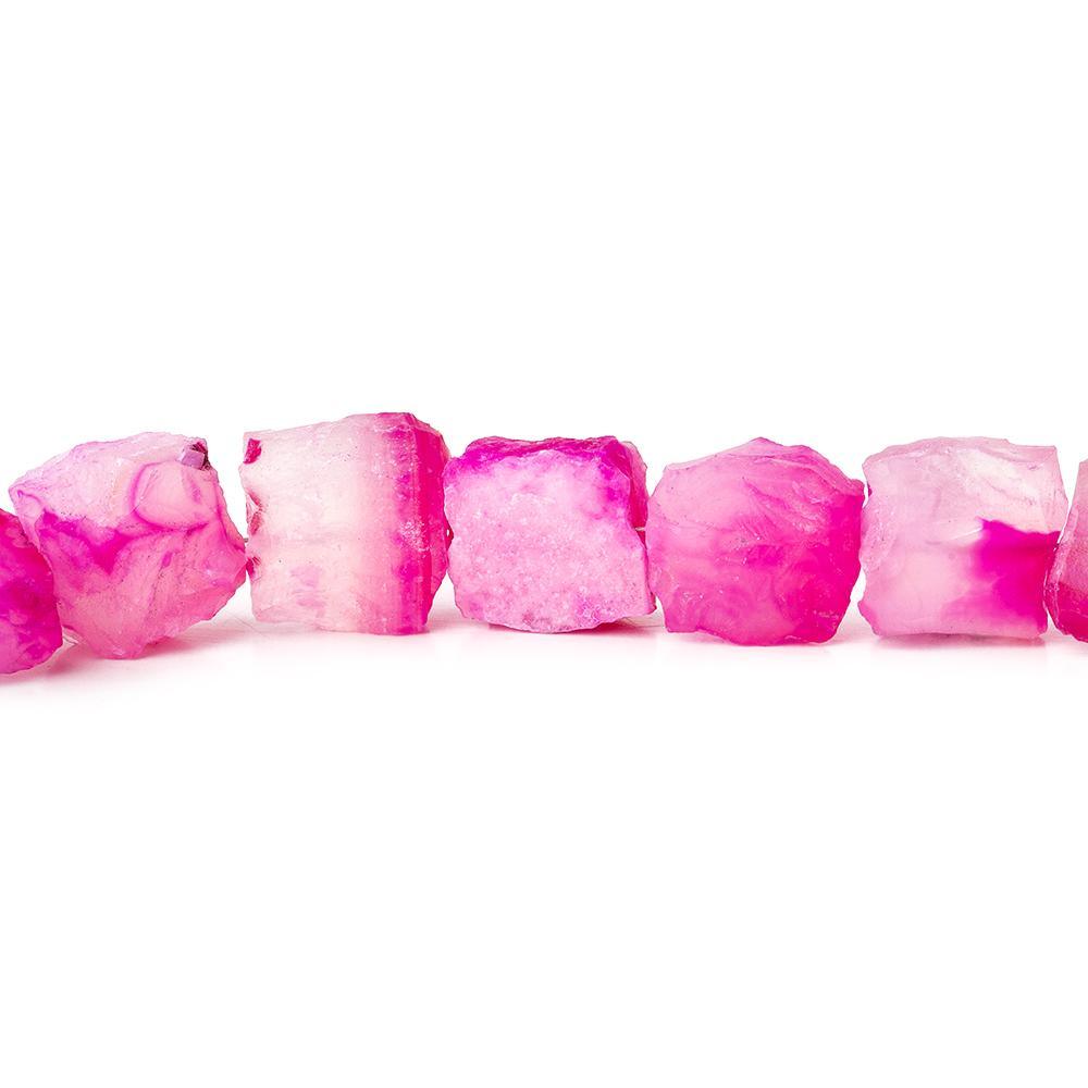 Hot Pink Shaded Agate Hammer Faceted Square beads 8 inch 16 pieces - The Bead Traders