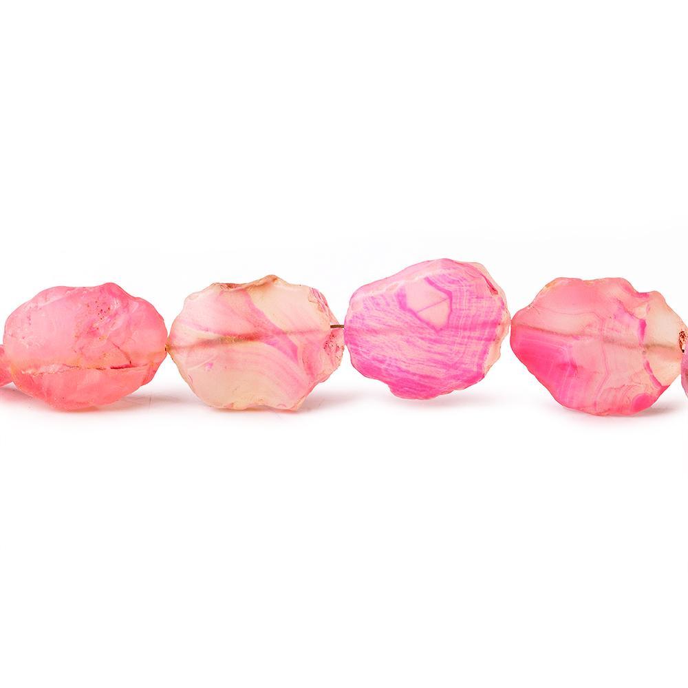 Hot Pink Shaded Agate Tumbled Hammer Faceted Oval beads 8 inch 11 pieces - The Bead Traders