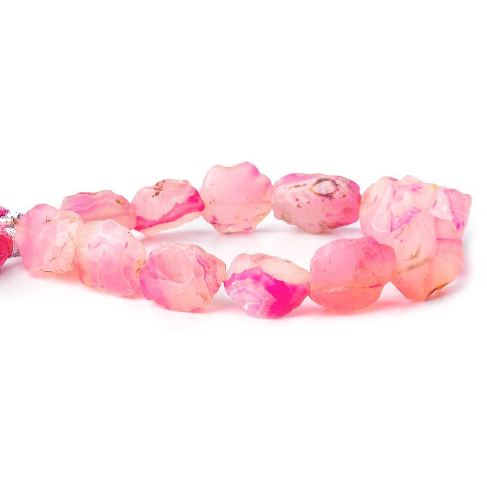 Hot Pink Shaded Agate Tumbled Hammer Faceted Oval beads 8 inch 11 pieces - The Bead Traders