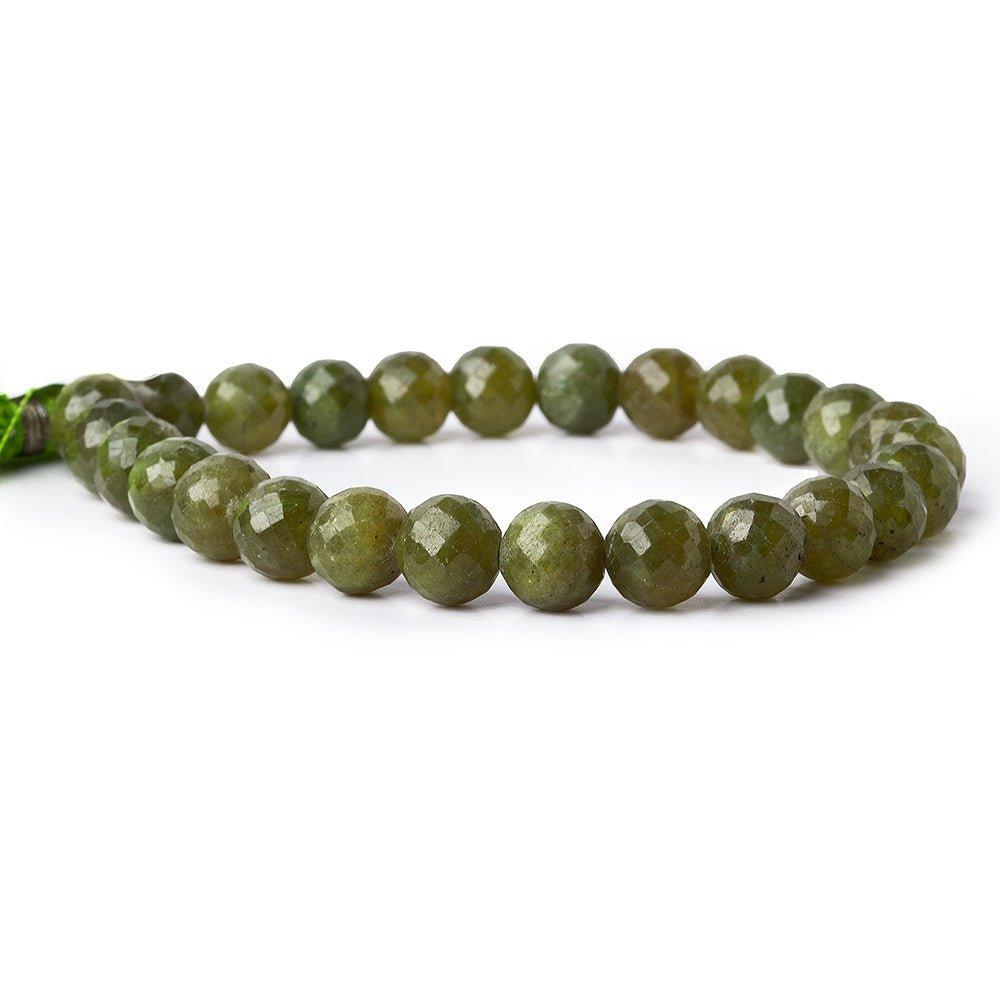 Idocrase Beads Faceted Round, 8.25" length, 7-8mm diameter, 25 pieces - The Bead Traders