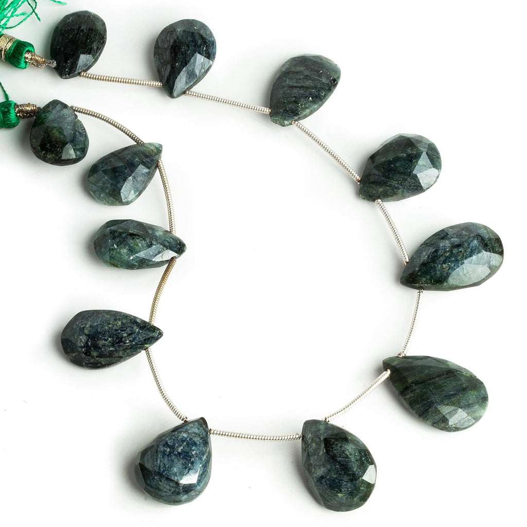 Indicolite Tourmaline Faceted Pears 10 inch 12 beads - The Bead Traders
