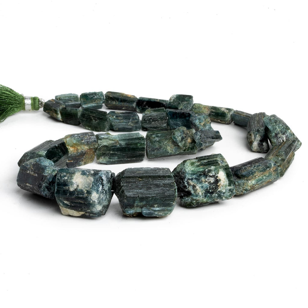 Indicolite Tourmaline Natural Crystals 15 inch 23 beads - The Bead Traders