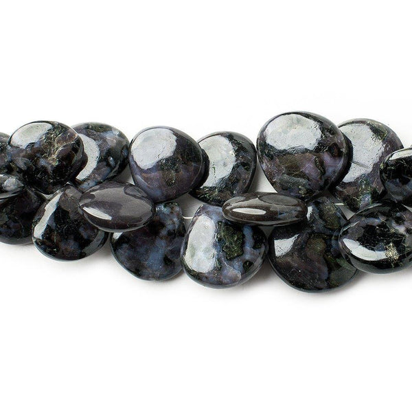 Indigo Gabbro plain heart beads 7 inch 34 pieces 11x10mm - 18x17mm