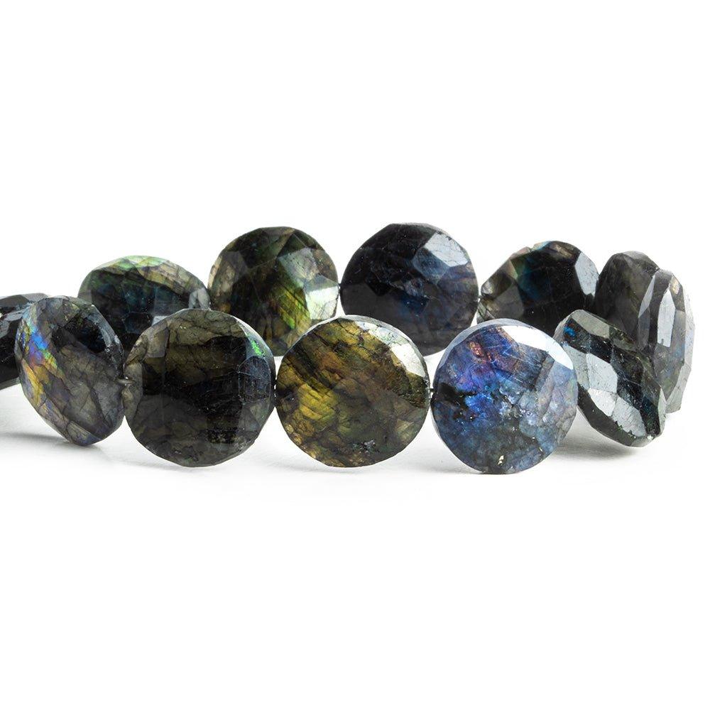 Indigo Labradorite Faceted Coin Beads 8 inch 14 pieces - The Bead Traders