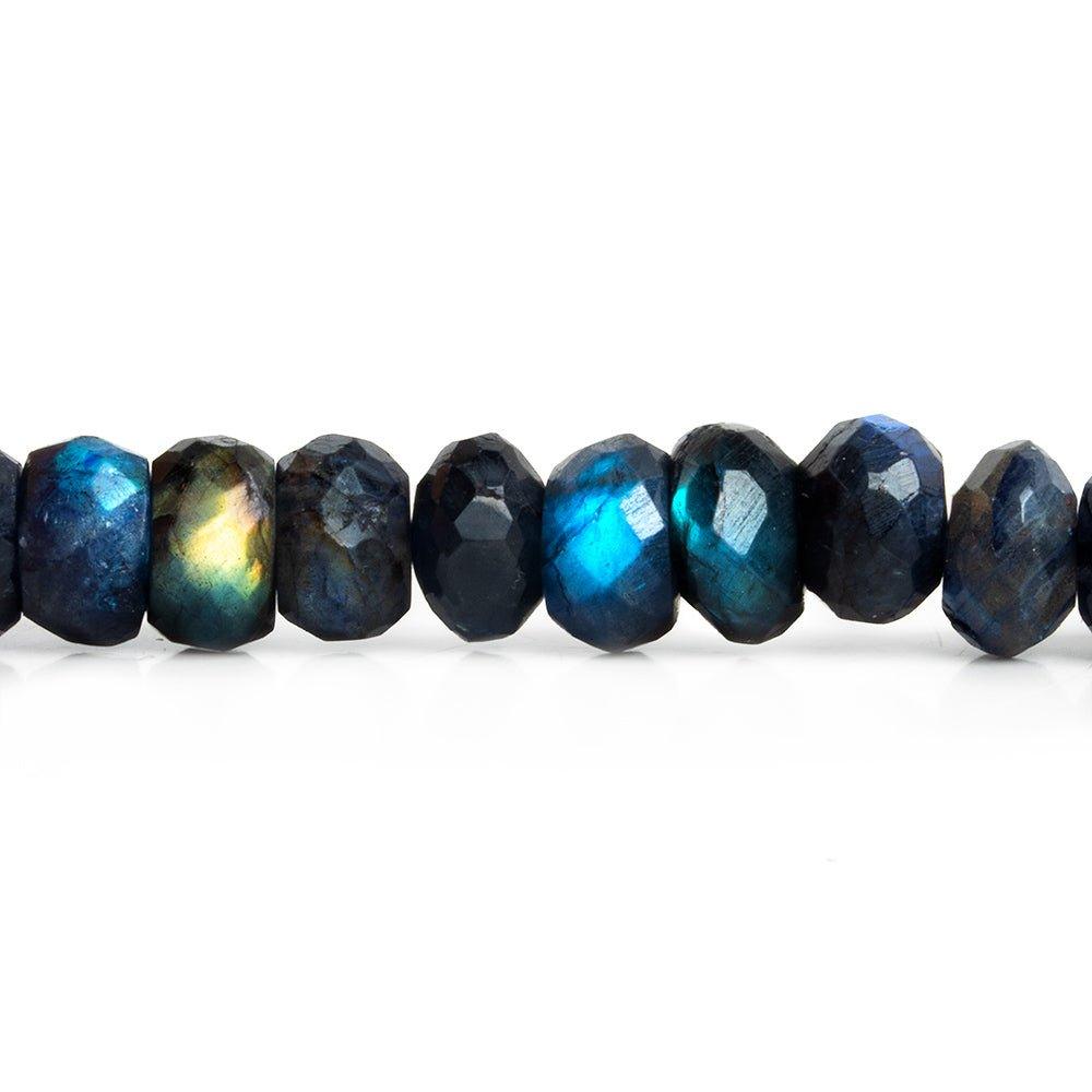Indigo Labradorite Faceted Rondelle Beads 8 inch 33 pieces - The Bead Traders