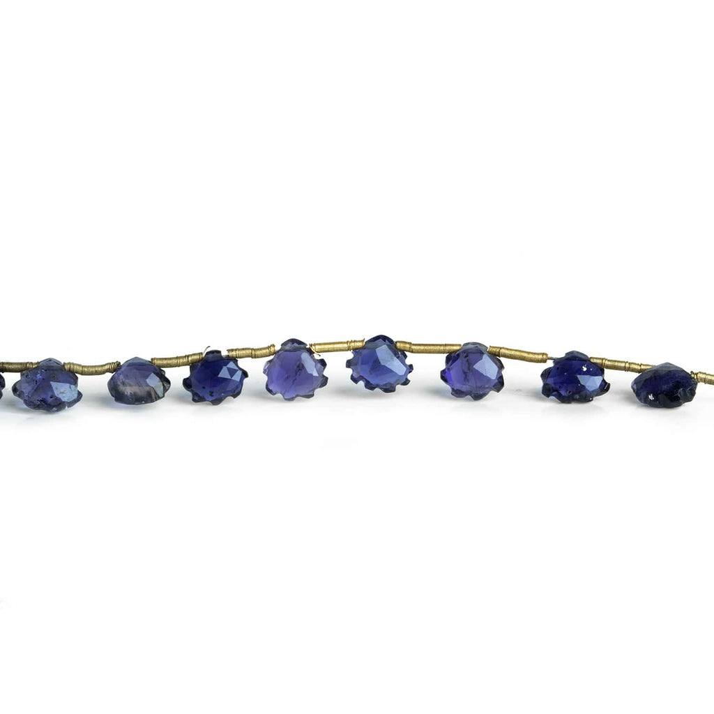 Iolite Carved Hearts 8 inch 27 beads - The Bead Traders