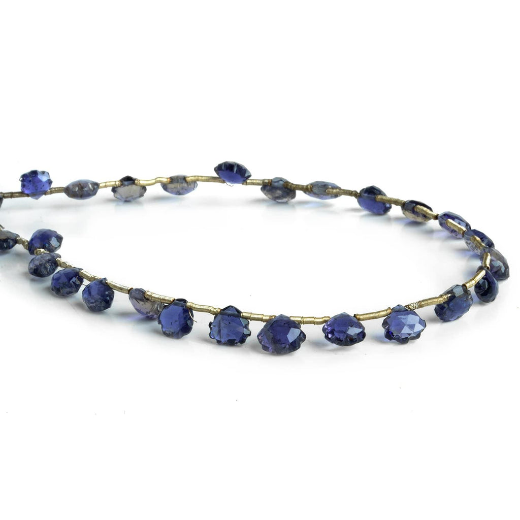 Iolite Carved Hearts 8 inch 27 beads - The Bead Traders