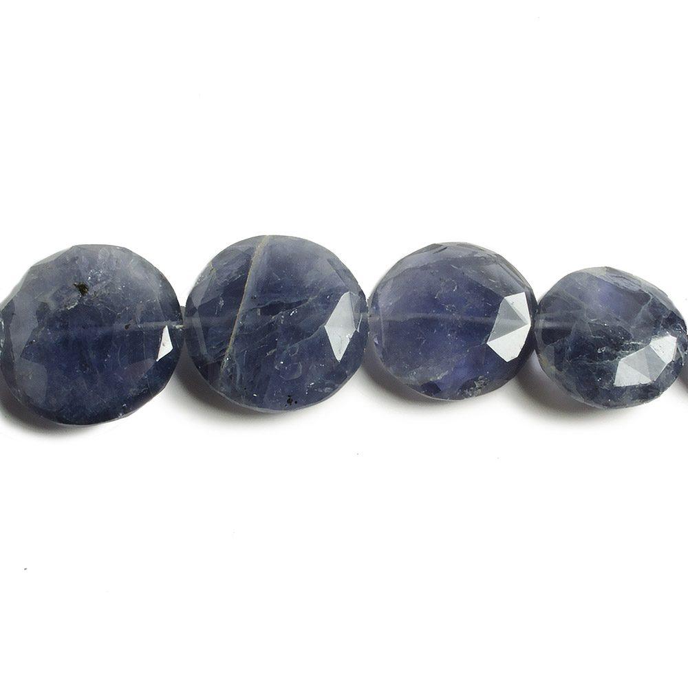 Iolite faceted coin beads 8 inch 11 pieces - The Bead Traders