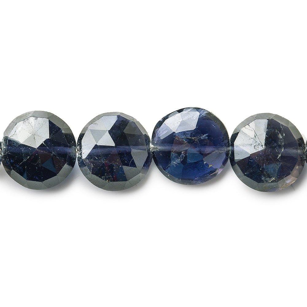 Iolite Faceted Coins 8 inch 19 beads - The Bead Traders