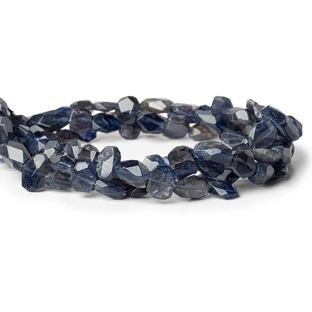 Iolite faceted nuggets side & straight drilled 16 inch 45 beads 7x7-14x8mm - The Bead Traders