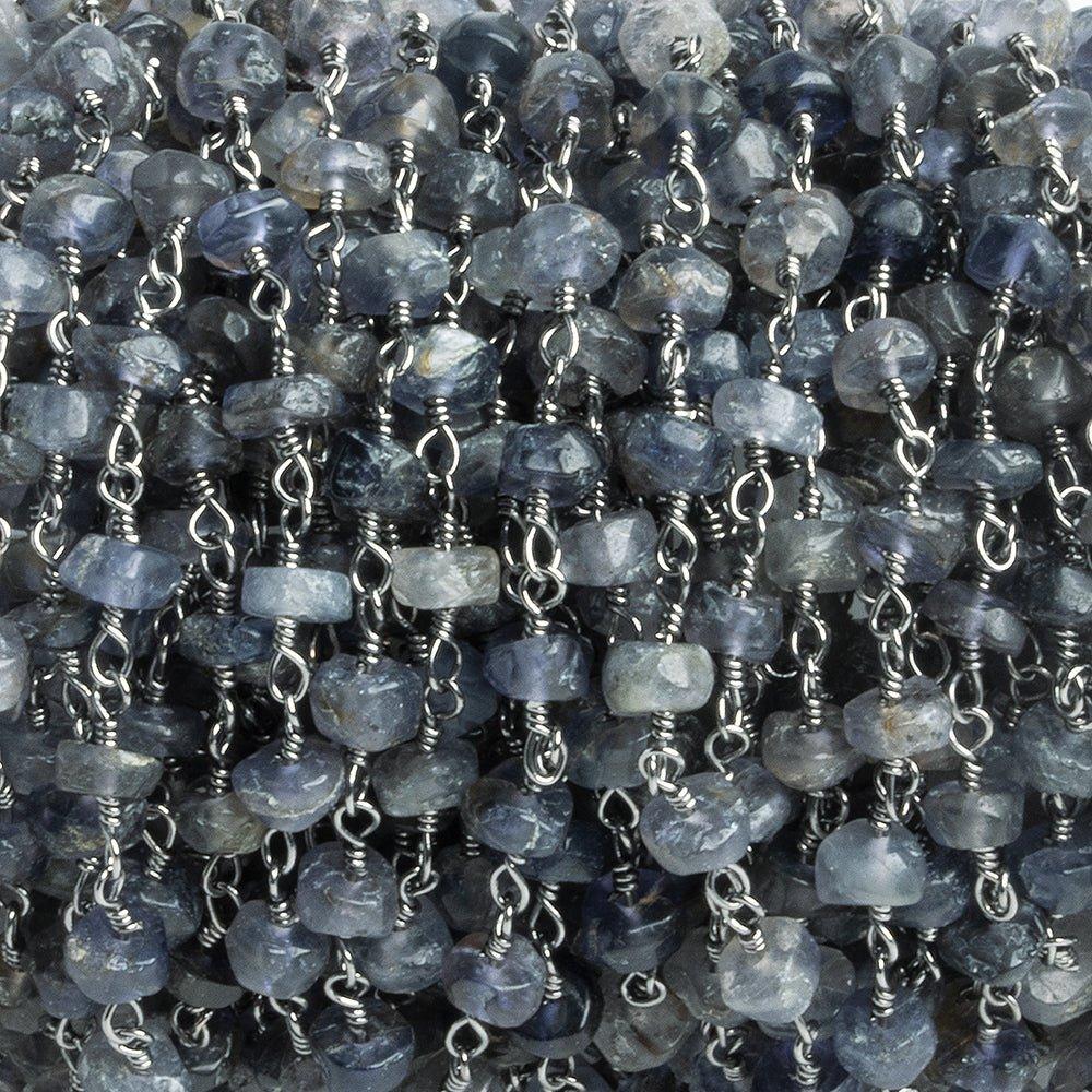 Iolite Faceted Rondelle Black Gold Chain by the Foot 37 pieces - The Bead Traders